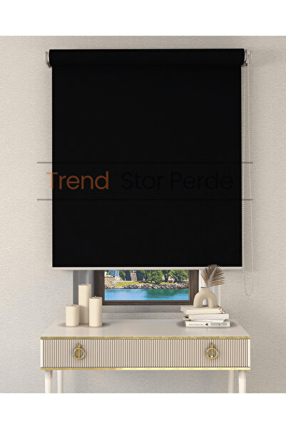 TREND STOR PERDE Siyah Stor Etek Dilimsiz Zebra Stor Güneşlik Perde