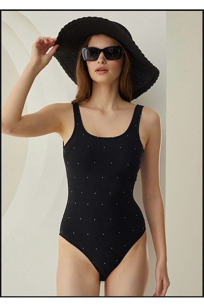 NBB Black Swimsuit with Stone Recovery Straps