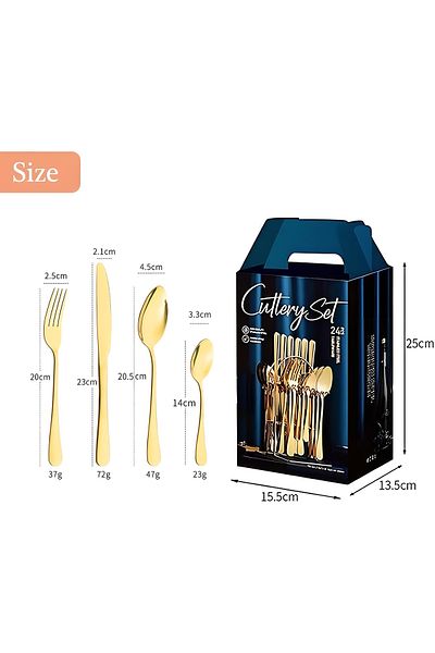COOYA 24 Pieces Silverware Set with Holding Stand, Stainless Steel, Including Steak Knife/Fork/Spoon
