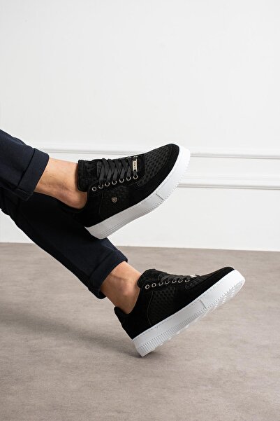 L.A Polo Black White Color Breathable Fabric Men's Sneaker