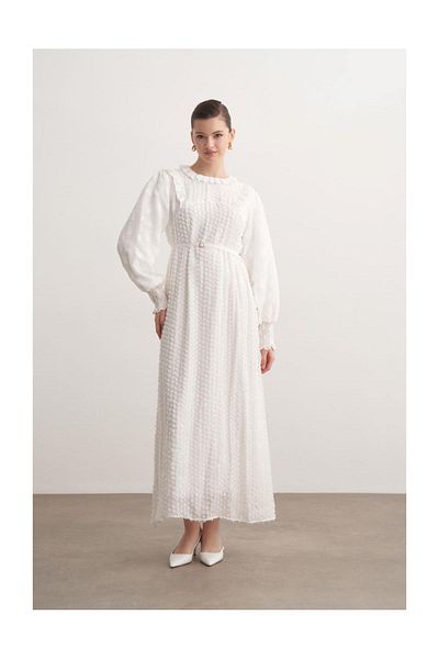 FUSHYA Belted Ruffle Dress