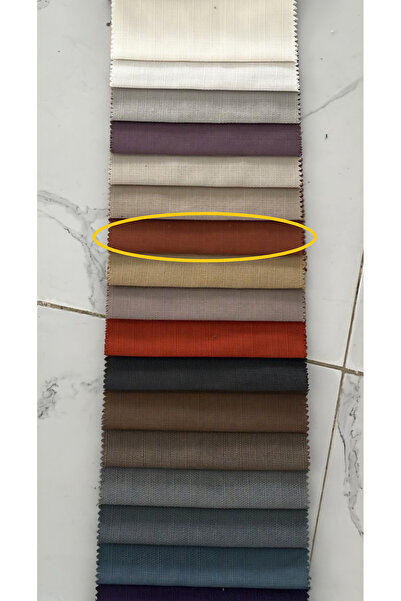 venedik home Dark Brick Color Milas Linen Background Curtain Without Pleats Extrafoam Gathered Custom Made