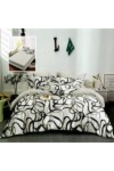 Pucioasa Bed Linen Set from Finet with Elastic, Duvet Cover 200x220cm, 6 Pieces, Wavy Lines