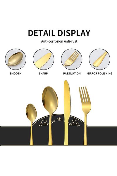 COOYA 24-Piece Cutlery Set, Stainless Steel, For Home Kitchen Restaurant Hotel Gatherings Picnic Dining