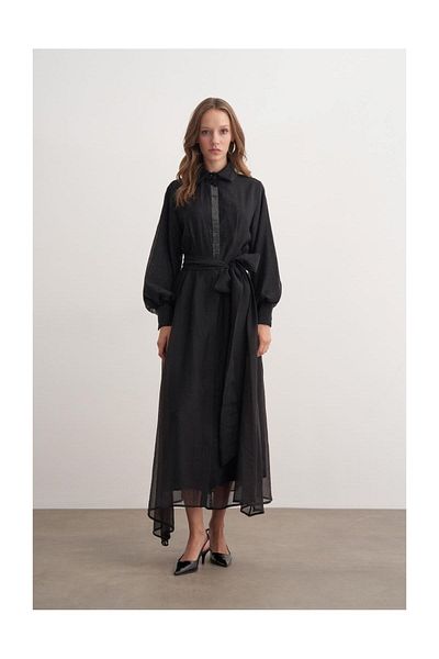 FUSHYA Rochie de seara cu nasturi cu strasuri