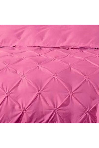 Pucioasa Finet double bed linen with pleats, 6 pieces, duvet cover 200x220cm, Pink