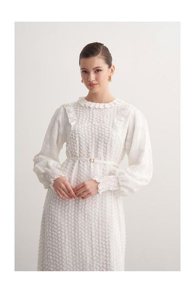 FUSHYA Belted Ruffle Dress
