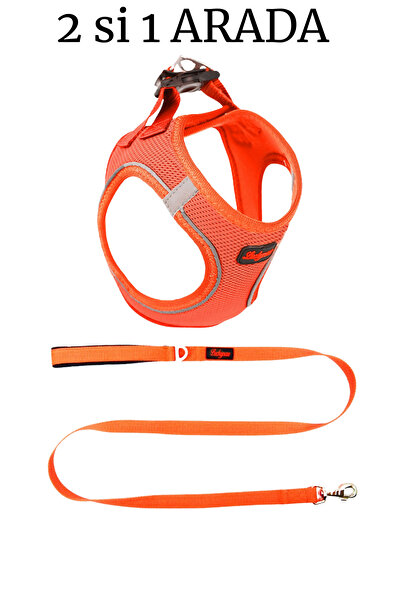 Genel Markalar Kedi Köpek Air-mesh Göğüs Tasması Ve Gezdirme Sevk Kayışı Seti 2si1 Arada