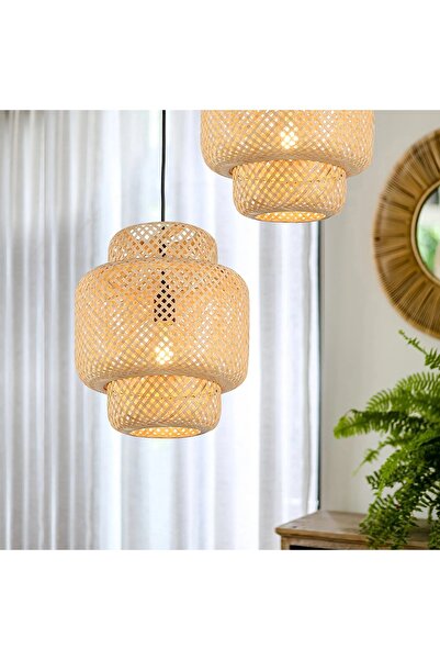 Lambadar Scorpion Model Tekli Rattan Bambu Modern Tasarım İskandinav Bohem Sarkıt Avize