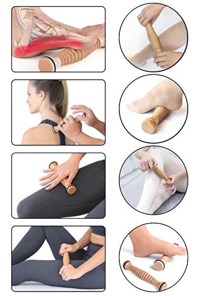 EM AMANOS BEAUTY Ahşap Ayak Masaj Rulosu - Wood Foot Roller - Stresi Azaltır ve Rahatlama Sağlar