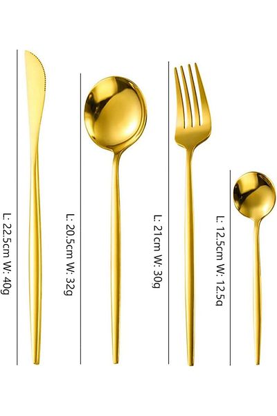 COOYA Western Style Flatware Set, 24-Piece Cutlery Set Service For 6, Mirror Polished Utensil Set (Gold)