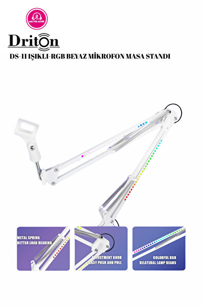 DRİTON Ds-11 Işıklı Rgb Siyah Yayıncı Oyuncu Podcast Masa Mikrofon Standı