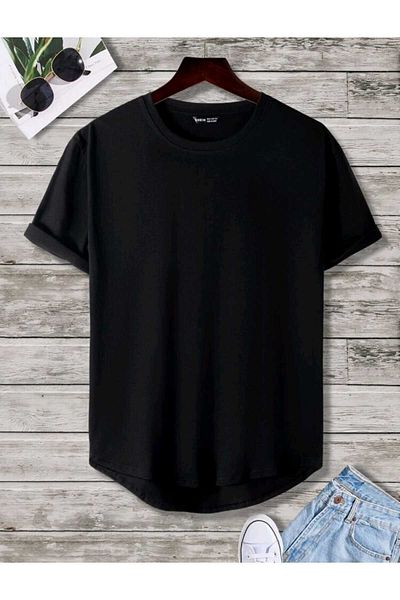FAVORİST Plain Unprinted Oval Skirt Cotton Summer Unisex Tshirt