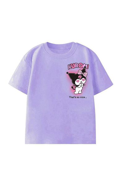 Uğur bebe New Season 1St Quality Lilac Color Kuromi Patterned T-Shirt T-Shirt Front and Back Patterned