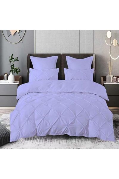 Pucioasa Lenjerie pat dublu finet cu pliuri, 6 piese, cearceaf pilota 200x220cm, Lila