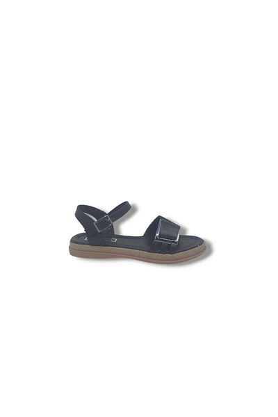 Zerhan 205 Black Buckle Print Patterned Buckle Sandals