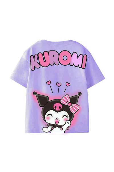 Uğur bebe New Season 1St Quality Lilac Color Kuromi Patterned T-Shirt T-Shirt Front and Back Patterned