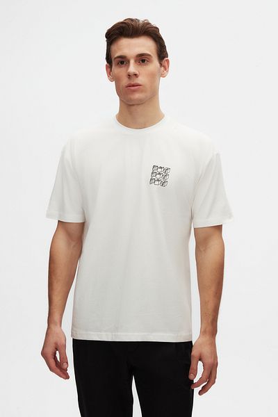 Twn Μπλουζάκι Oversize Λευκό εμπριμέ 100% βαμβάκι