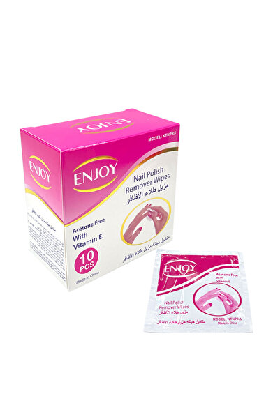 Enjoy Nail Polish Remover Wipes 10 Pcs | Fast Acetone-Based | Travel & Mess-Free Use
