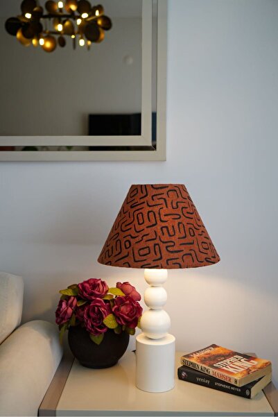 retro home design Özel Krem Ayaklı Kadife Kumaş Konik Labirent Desenli Dekora...