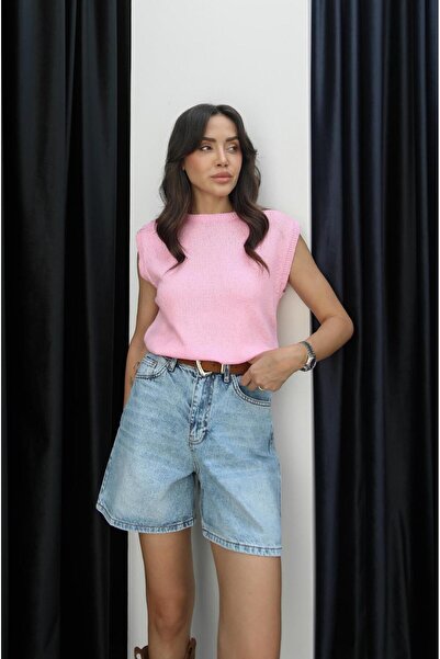 Havoş Pink Sleeveless Crew Neck Sweater