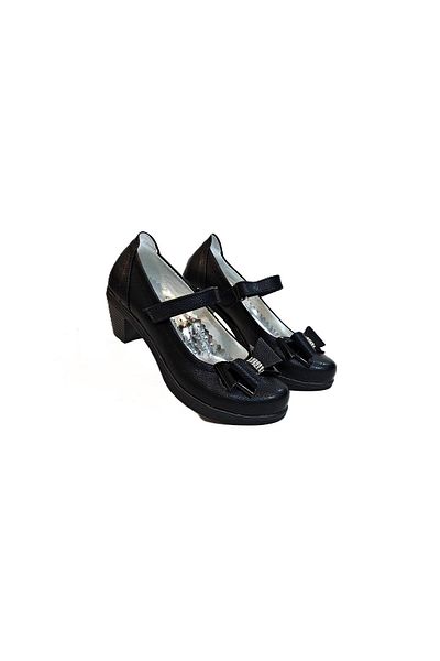 Fiyra 9051 Black Ribbon Velcro Strap Girls' Heeled Shoes