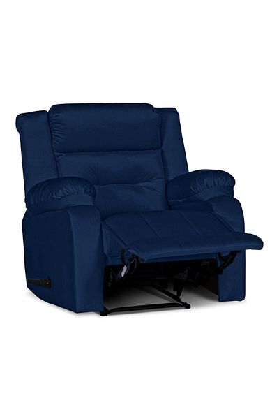 Lazy Vibes MNZ3 | Velvet Rocking & Rotating Recliner Chair - Dark Blue Lazy Vibes