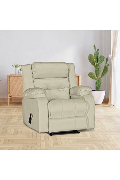 Lazy Vibes MNZ3 | Velvet Rocking Recliner Chair - Light Beige