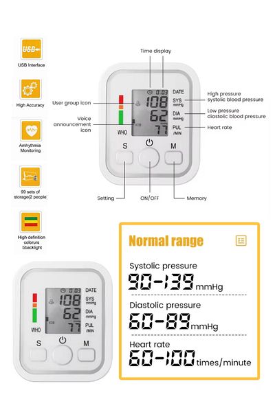 Arm Style Automatic Blood Pressure Monitor | LCD Display & Voice Function