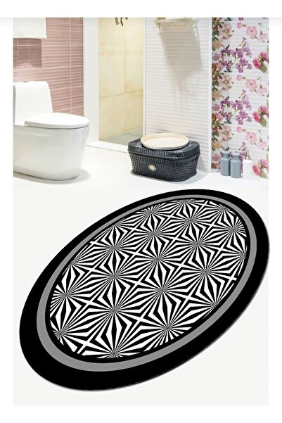 Ardizayn Kırman, 80x120 Cm Non-Slip, Non-Spill Organic Cotton Woven Base Oval Bathroom Rug