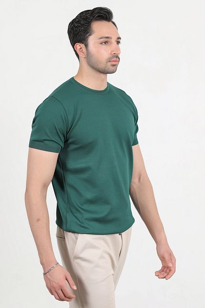 JB John Borners Men's Crew Neck Short Sleeve Basic Knitwear T-Shirt Green - 2501
