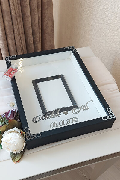 Verda Çerçeve إطار ذاكرة بتصميم صندوق وردي مقاس 30 × 40 سم مع قسم صور LED بال...