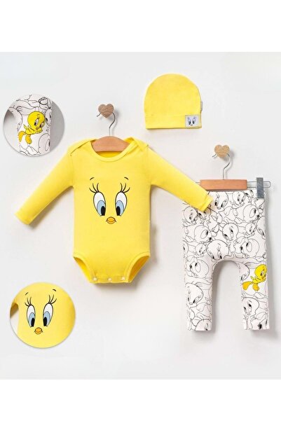 EVAKİDSBABY Tweety Chick Printed Baby Girl Triple Set