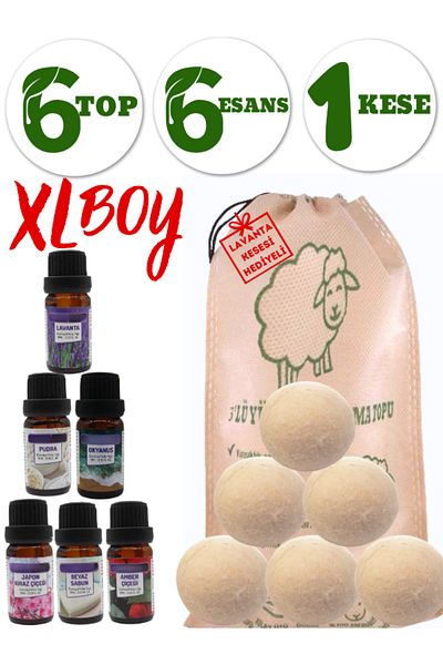 Biz Class 100% Merino Wool 6 Balls and 6 Fragrances XL Laundry Wool Felt Drying Ball Fragrance Kit for Dryer