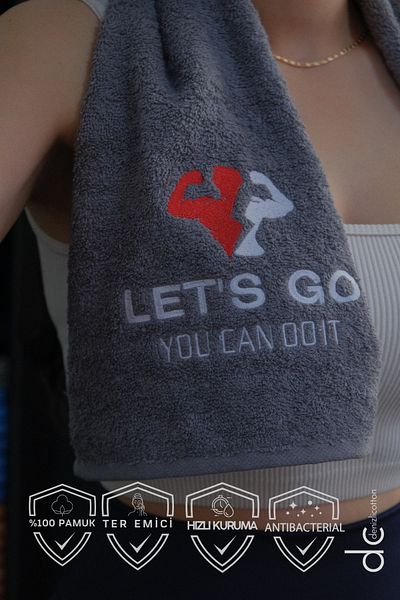 denizlicotton Cotton Embroidered Athlete Towel - Anti-Bacterial and Sweat Absorbent Boxing Tennis Fitness Plates