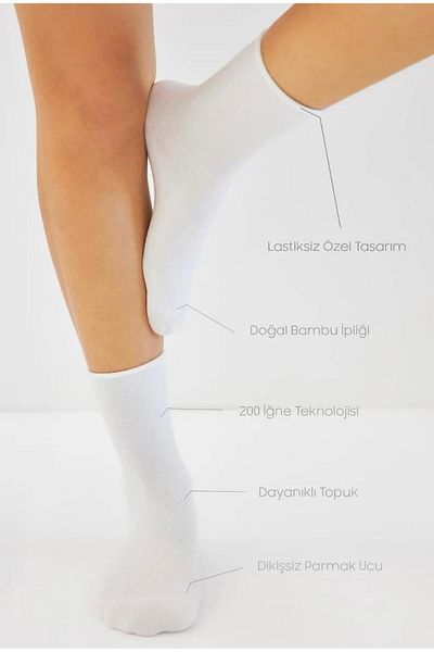 Crazy Socks 4-Piece Unisex Elasticless White Socket Premium Socks Non-Marking - Non-Squeezing Socks