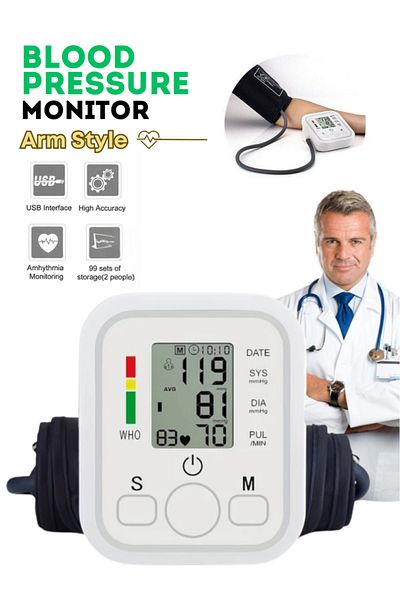 Arm Style Automatic Blood Pressure Monitor | LCD Display & Voice Function
