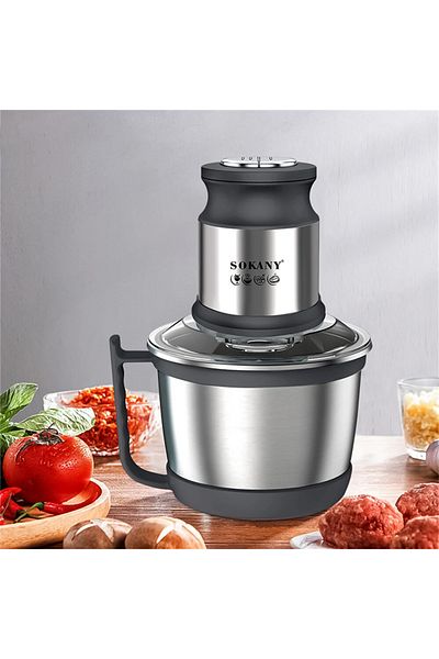 SOKANY SK-7027 electric chopper, 4 stainless steel blades, 800 W, 3L, stainless steel container