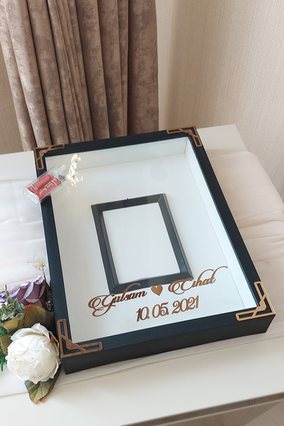 Verda Çerçeve 30x40 Cm Gold-beyaz Ledli Fotoğraf Bölümlü Tasarım Gül Kutusu A...