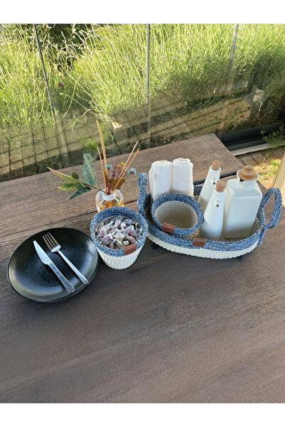 homeınn Набір з 3 регульованих кошиків, що не залишають плям, синьо-білий