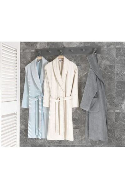 Class Home Collection Bamboo Bathrobe 100%, Size L, Bamboo Ecru