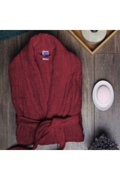 Pucioasa Bathrobe Velour 100% Cotton, Size XL/XXL, Red