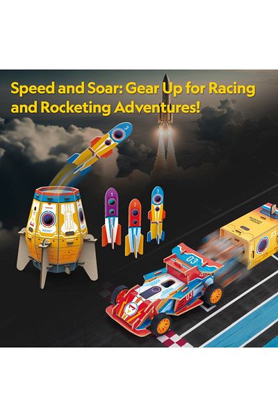 Cubic Fun - 3d Puzzle Rocket Launcher And Race Car 88 Pieces