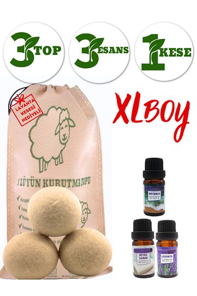 Biz Class 100% Wool Merino Wool 3 Balls and 3 Scents XL Laundry Wool Dryer Ball and Scent for Dryer