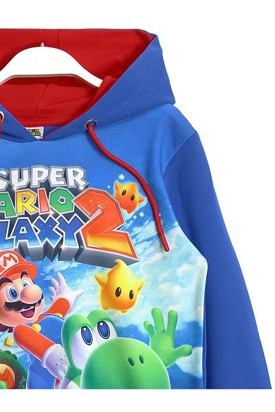 DobaKids Hanorac cu glugă cu mânecă lungă, imprimat 3D Super Mario, albastru