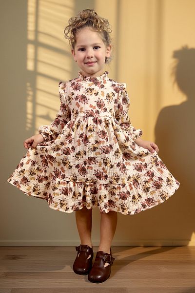 meqlife Rochie de muselina lunga vintage cu imprimeu organic 100% bumbac