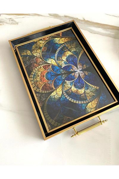 Mirsa Global Patterned Tea Tray, Luxury Tea Tray, Presentation Tray