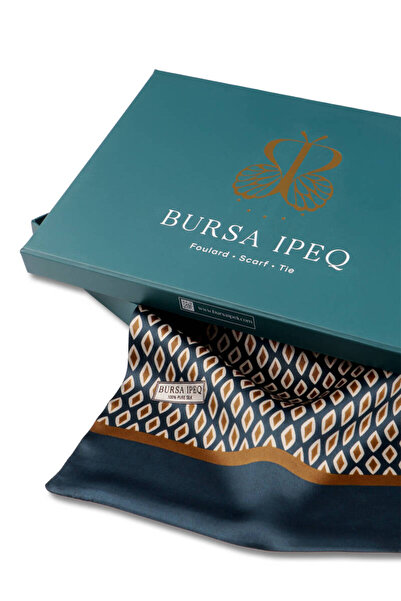 Bursa İpek Ανδρικό μεταξωτό κασκόλ με μπεζ σχέδιο