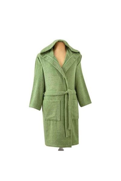 Taç Halat de baie cu glugă pentru vârste 12-15 ani, 100% bumbac, verde Tac