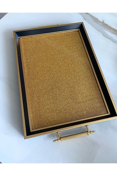 Mirsa Global Glitter Tea Tray, Luxury Tea Tray, Presentation Tray